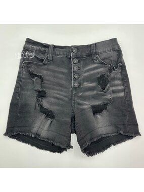 Rewash Black Distressed Button Fly Denim Shorts Size O/24